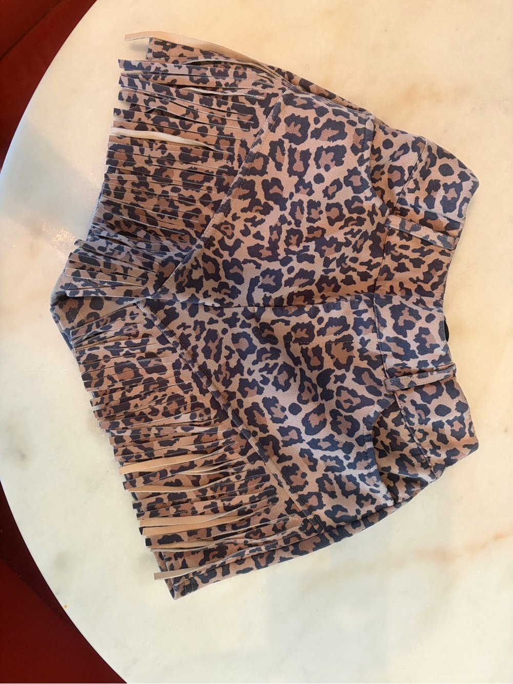 Crazy Train Taupe Leopard Fringe Skort Shorts